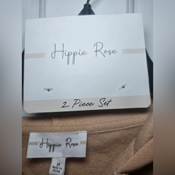 Hippie Rose GOOD VIBES Sweatsuit Sand Color Sz Medium NWT Full Zip Hoodie Pants - Picture 6 of 13